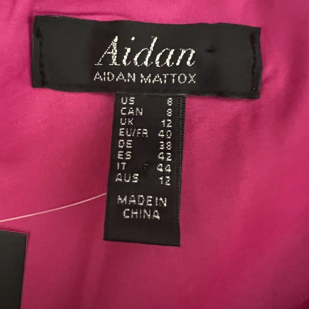 AIDAN MATTOX NWT Barbiecore Pink Midi Sheath One Shoulder Dress Sz 8 Cocktail - Picture 5 of 7